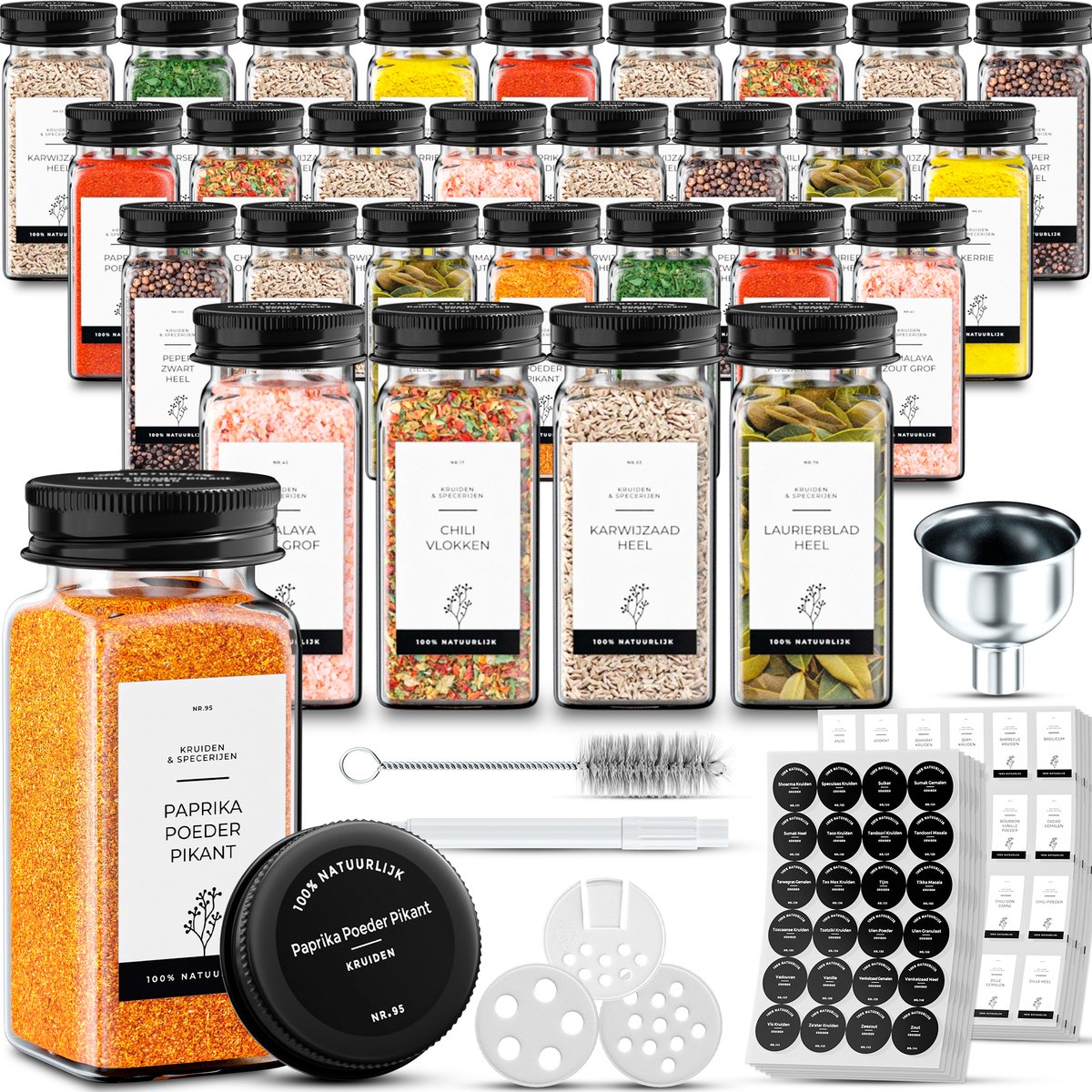 56 Kruidenpotjes met zwart deksel