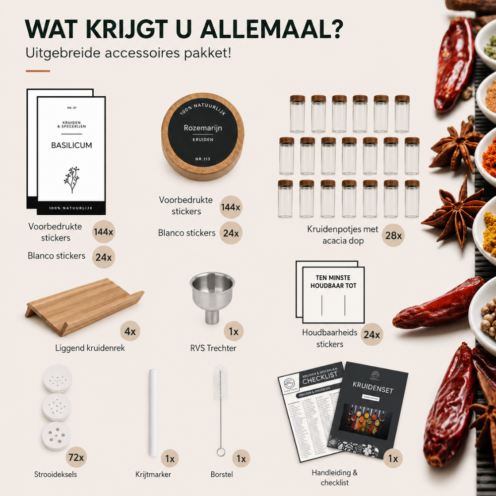 Kruidenrek acacia lade volledige set