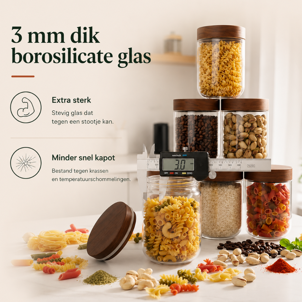 Voorraadpotten 475ml 6 stuks acacia deksel