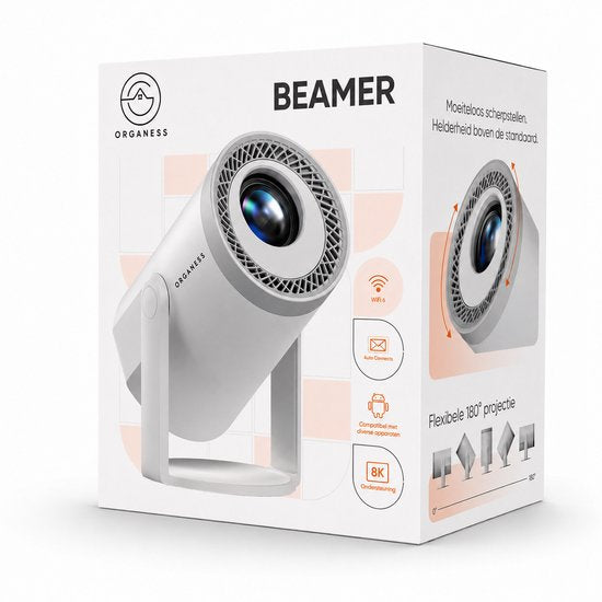 Organess beamer wit met afstandsbediening