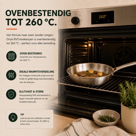 RVS pan ovenbestendig tot 260 graden