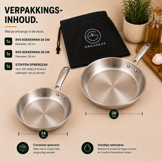Verpakking Organess RVS koekenpannenset