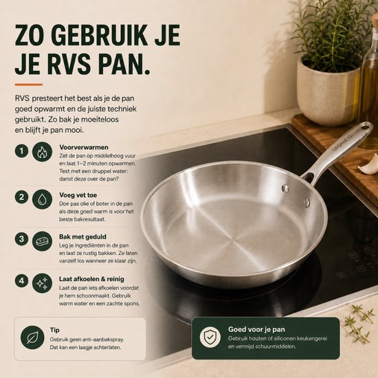 Gebruiksinstructies RVS koekenpan
