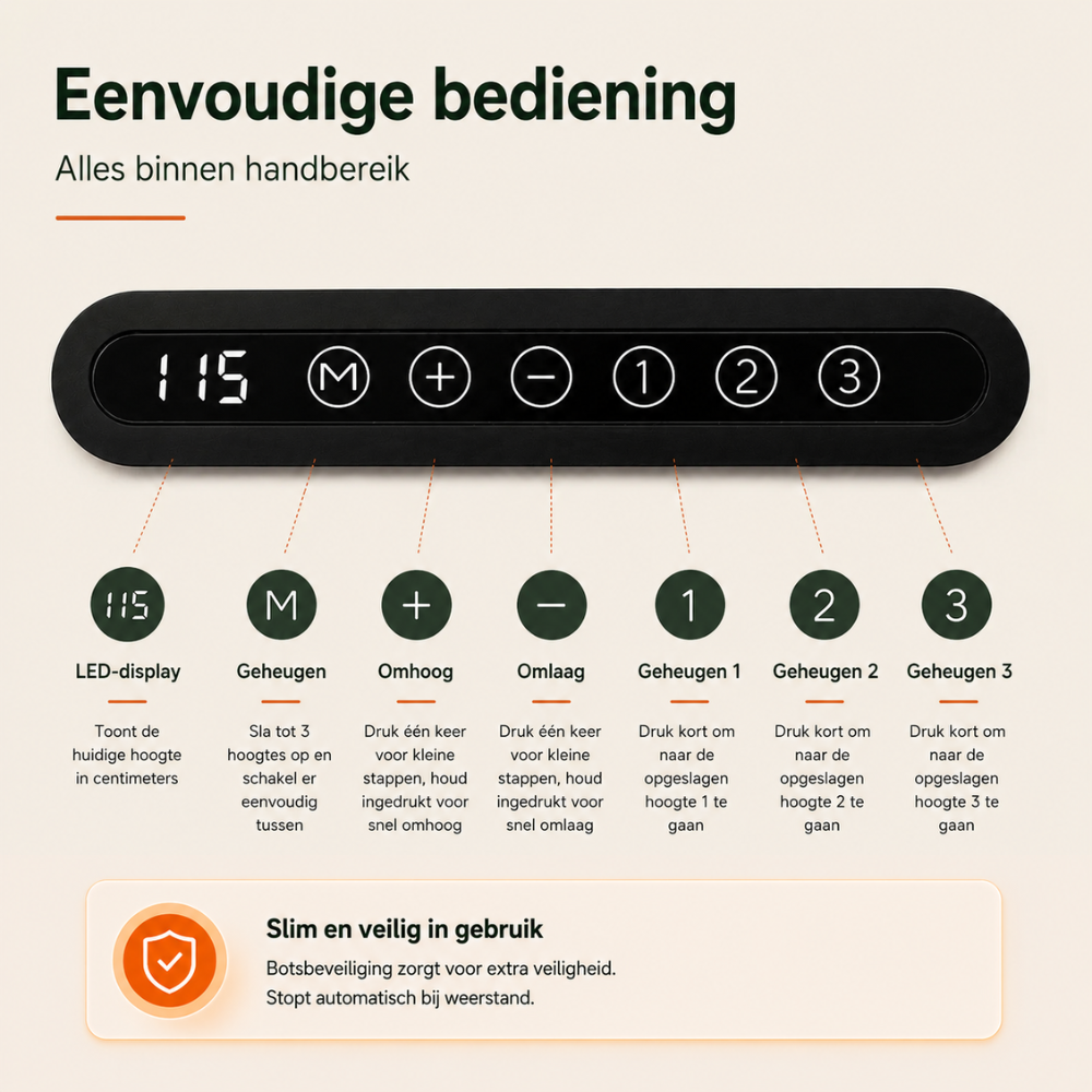 Zit sta bureau houtkleur met ophoging
