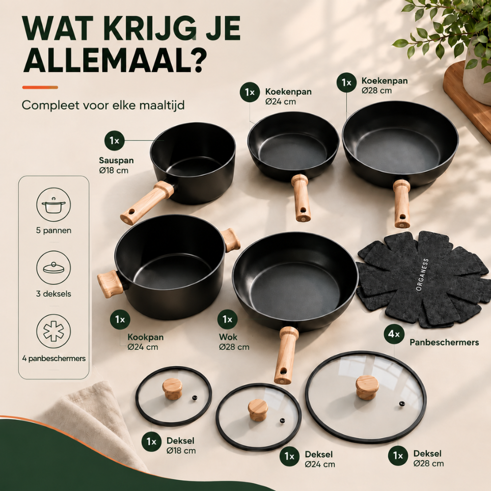 keramische pannenset 12-Delig