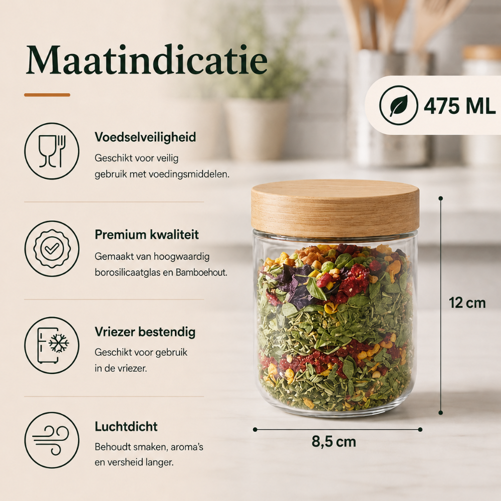 Voorraadpotten 16oz 6 stuks bamboe deksel