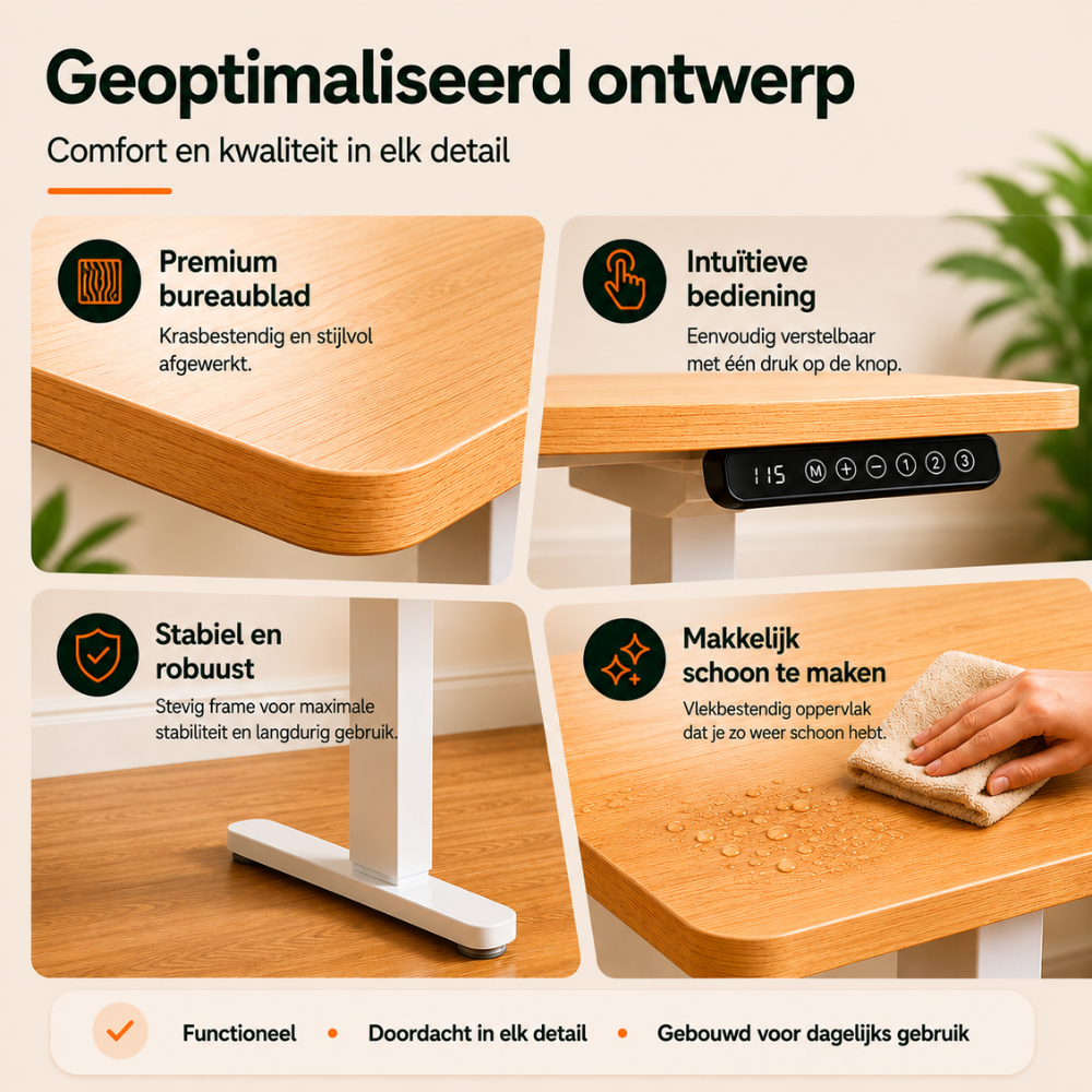 Zit sta bureau houtkleur met ophoging