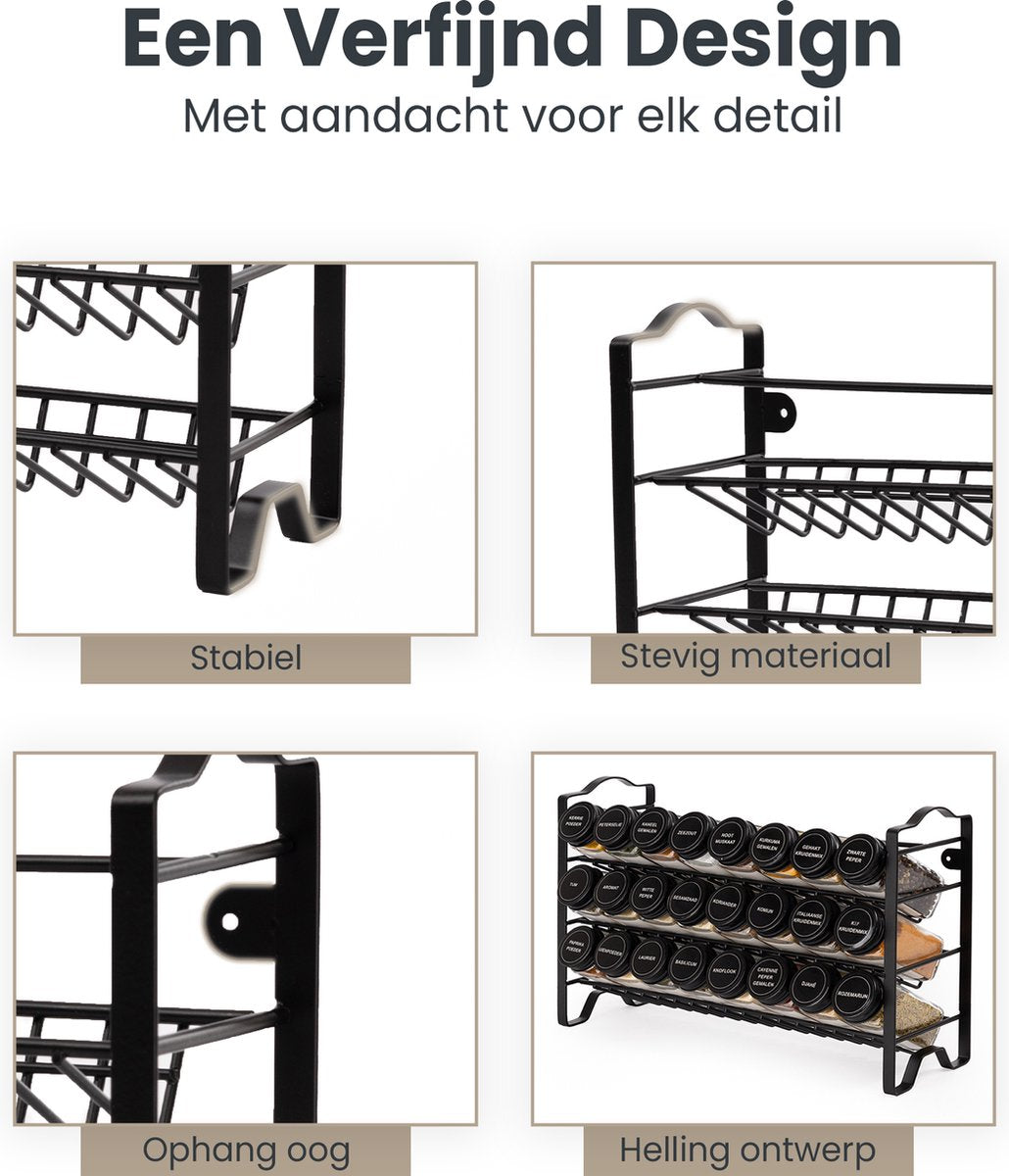 Kruidenrek staand incl 24 kruidenpotjes en volledig accessoires pakket!