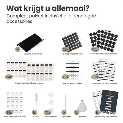 Kruidenrek liggend, incl 24 kruidenpotjes en volledig accessoires pakket!