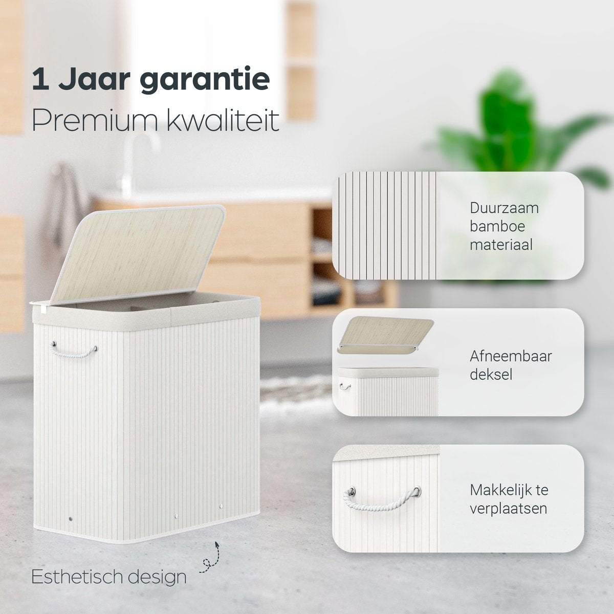 Wasmand Bamboe wit