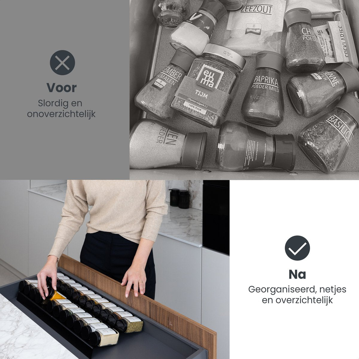 Kruidenrek liggend, incl 24 kruidenpotjes en volledig accessoires pakk Kruidenrek liggend, incl 24 kruidenpotjes en volledig accessoires pakk