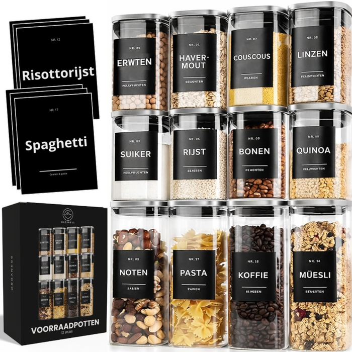 Voorraadpotten 12 stuks RVS deksel