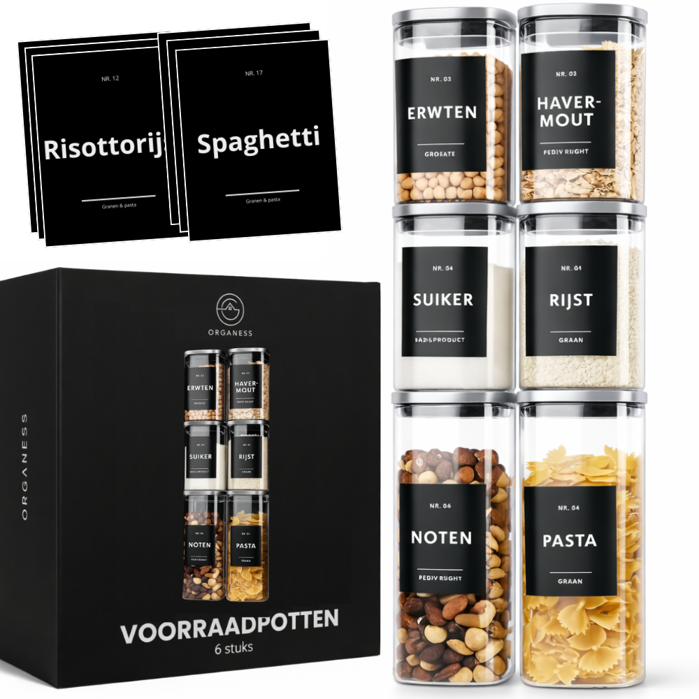 Voorraadpotten 6 stuks RVS deksel