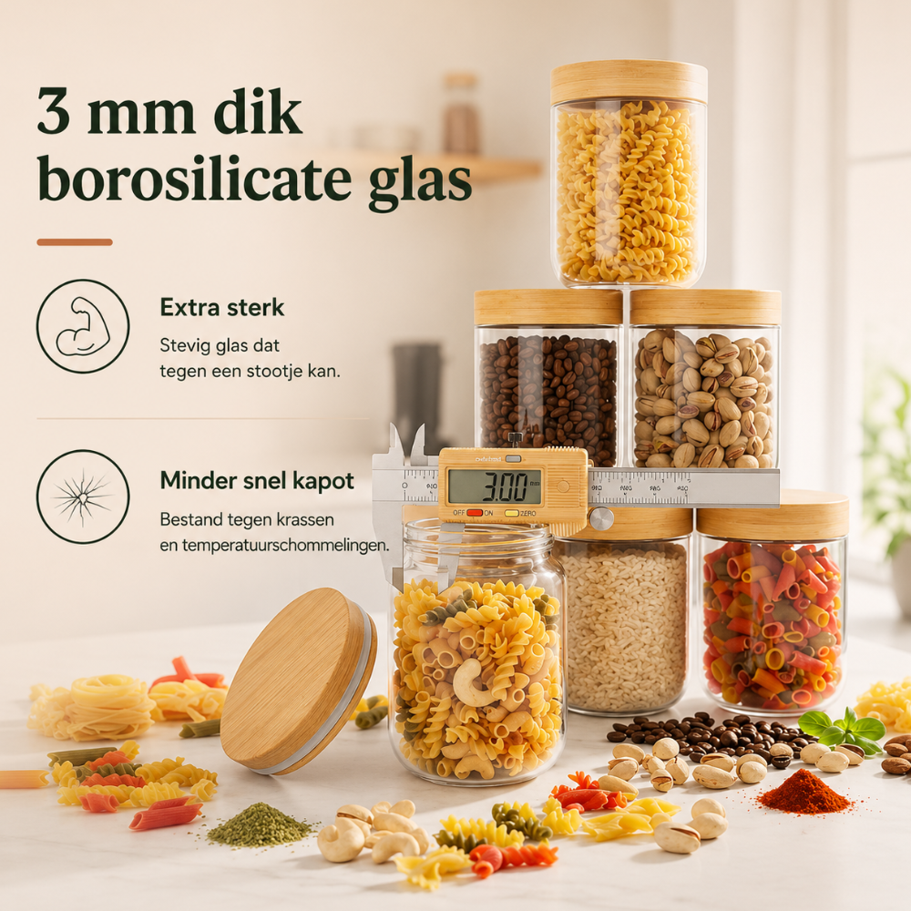 Voorraadpotten 16oz 6 stuks bamboe deksel
