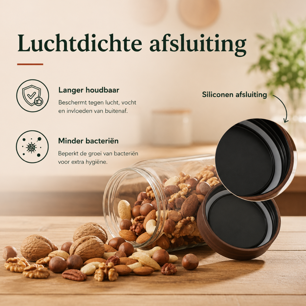 Voorraadpotten 475ml 6 stuks acacia deksel