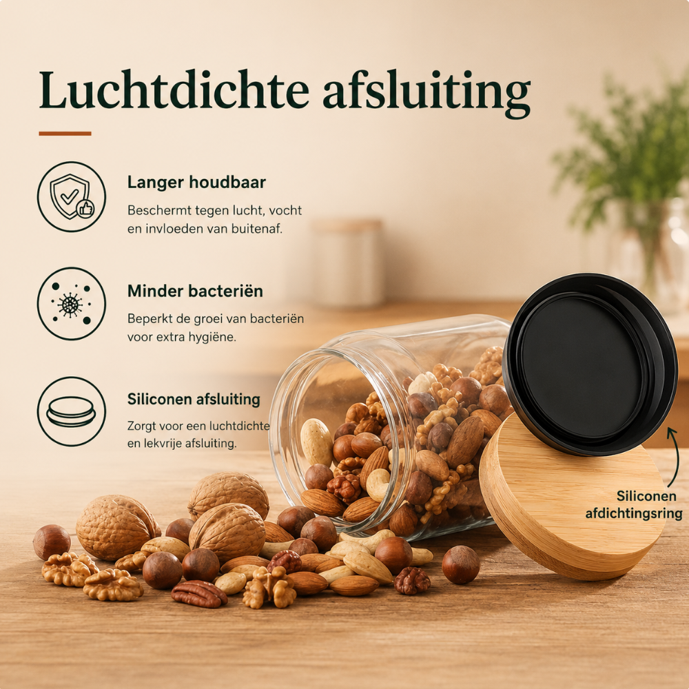 Voorraadpotten 16oz 6 stuks bamboe deksel