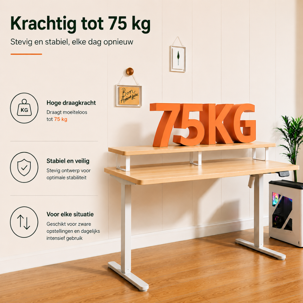 Zit sta bureau houtkleur met ophoging