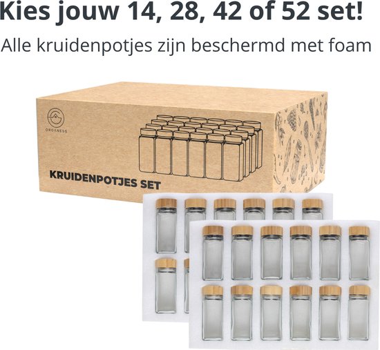 28 kruidenpotjes met bamboe deksel