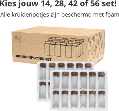 56 Kruidenpotjes met acacia deksel