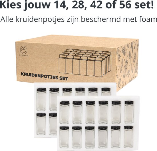 28 Kruidenpotjes met Zwart RVS deksel