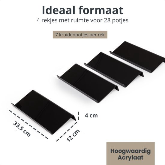 Kruidenrek liggend, incl 24 kruidenpotjes en volledig accessoires pakket!