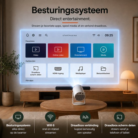 Beamer met Android TV besturingssysteem