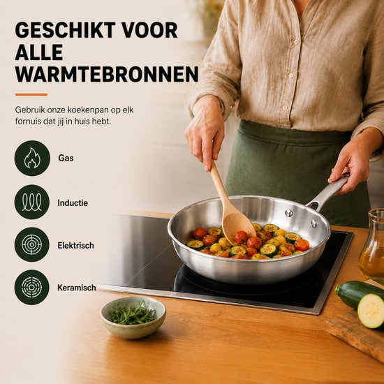 Groenten en zalm in RVS koekenpan