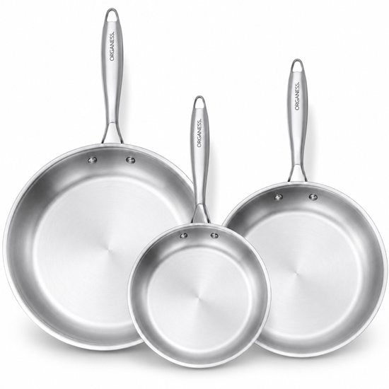 RVS koekenpannenset 20, 24 & 28 cm