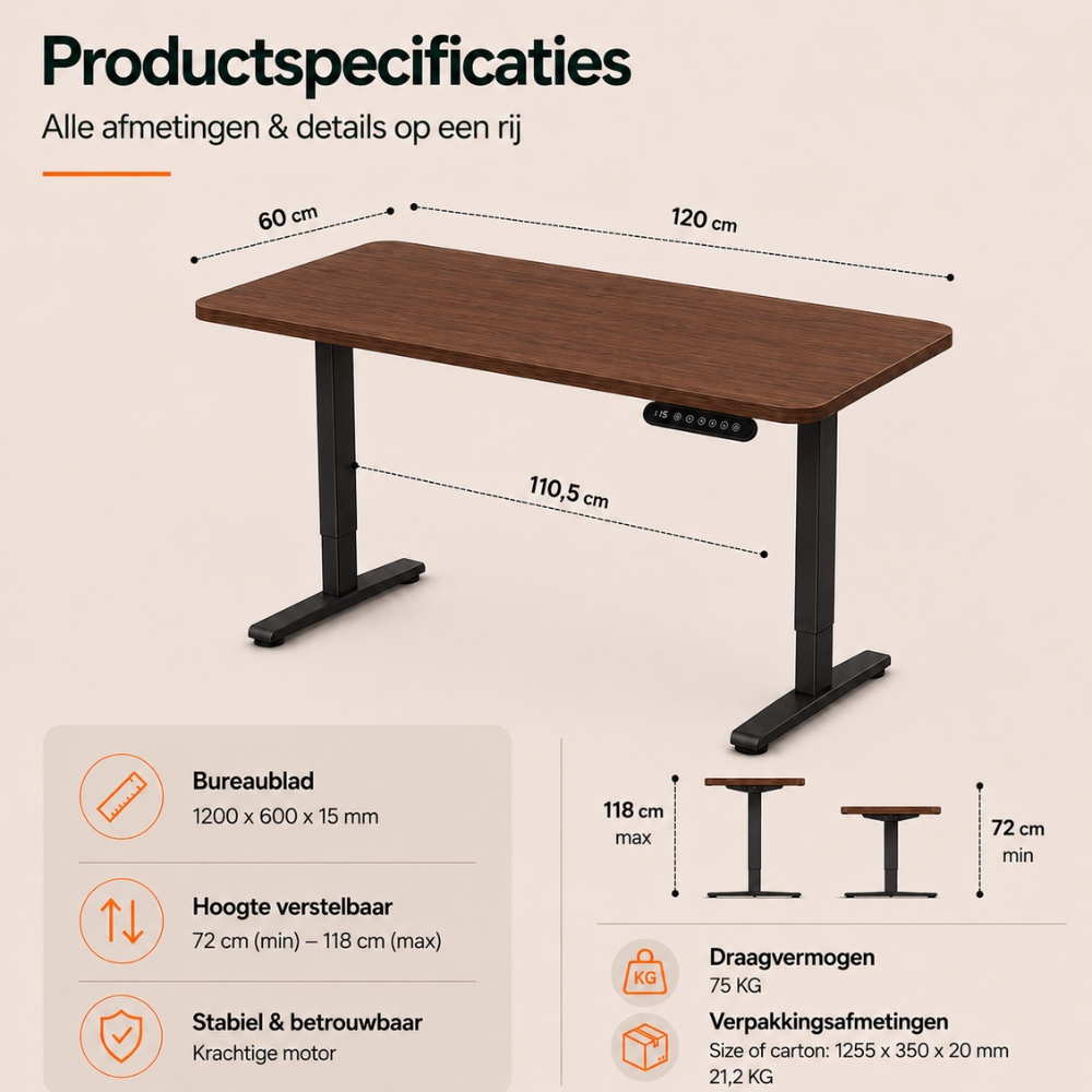 Zit sta bureau Walnoot
