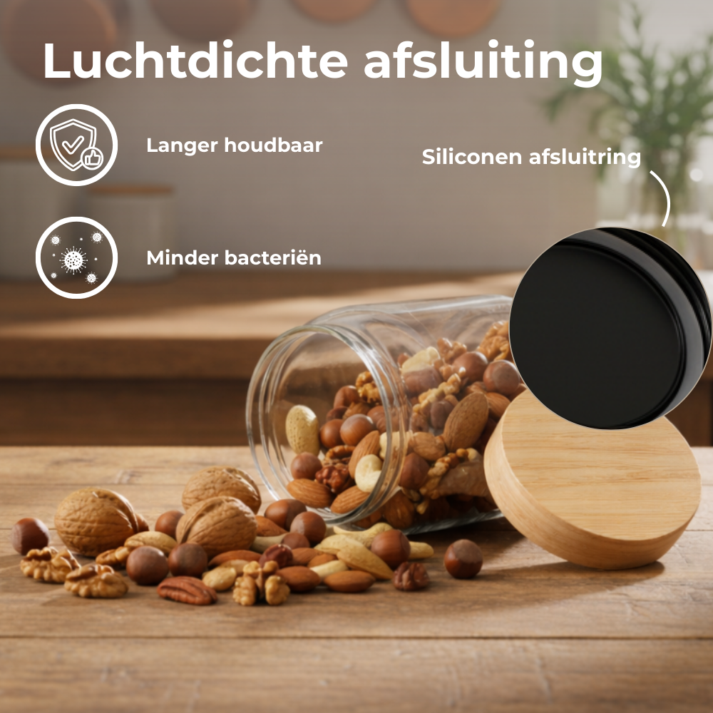 Voorraadpotten 16oz 12 stuks bamboe deksel