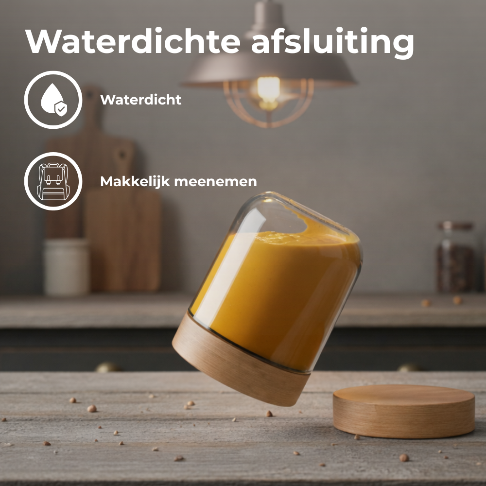 Voorraadpotten 16oz 12 stuks bamboe deksel