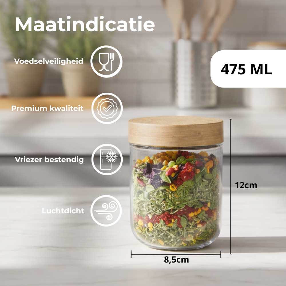 Voorraadpotten 16oz 12 stuks bamboe deksel
