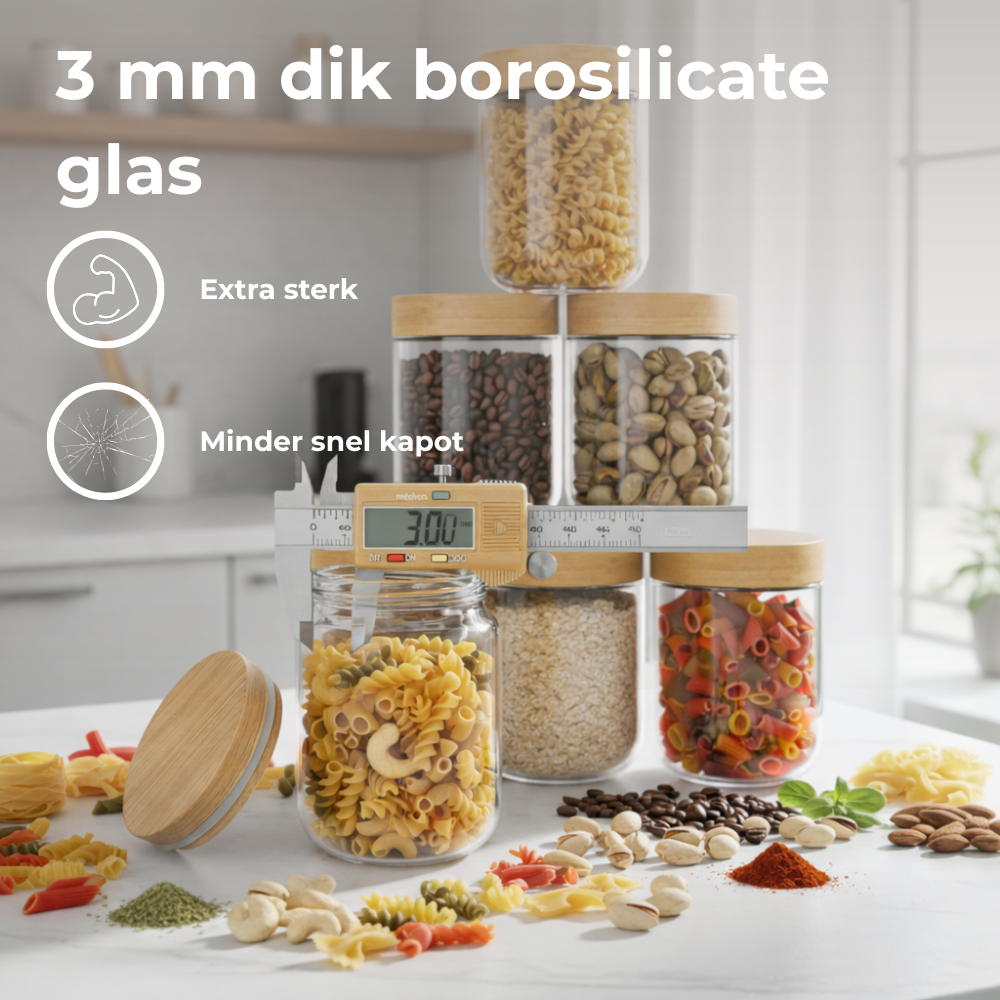 Voorraadpotten 16oz 12 stuks bamboe deksel