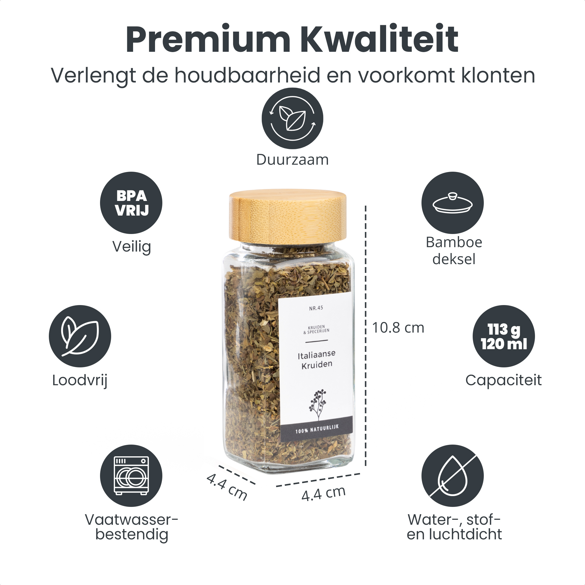 42 kruidenpotjes met bamboe deksel
