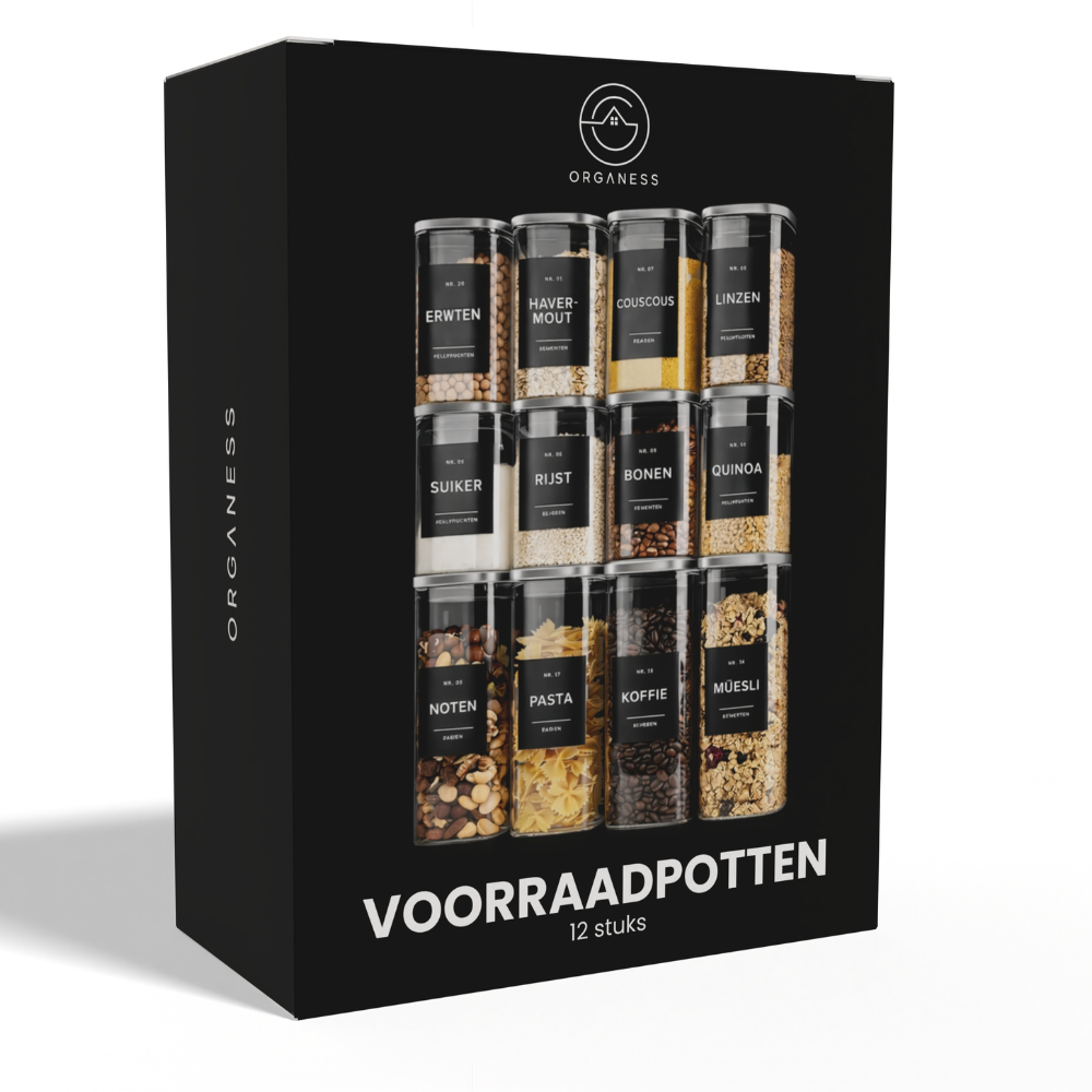 Voorraadpotten 12 stuks RVS deksel