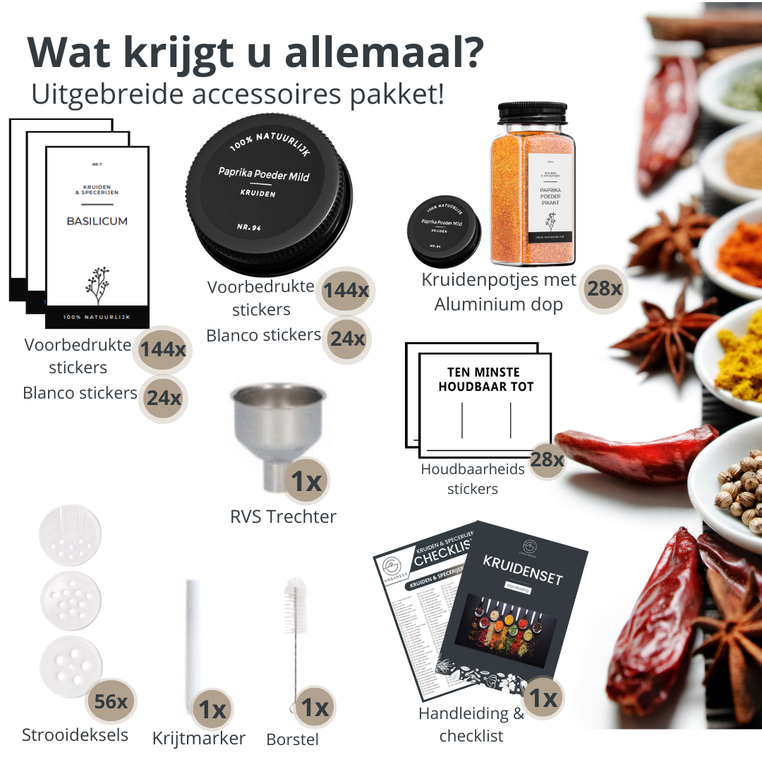 28 Kruidenpotjes met Zwarte deksel