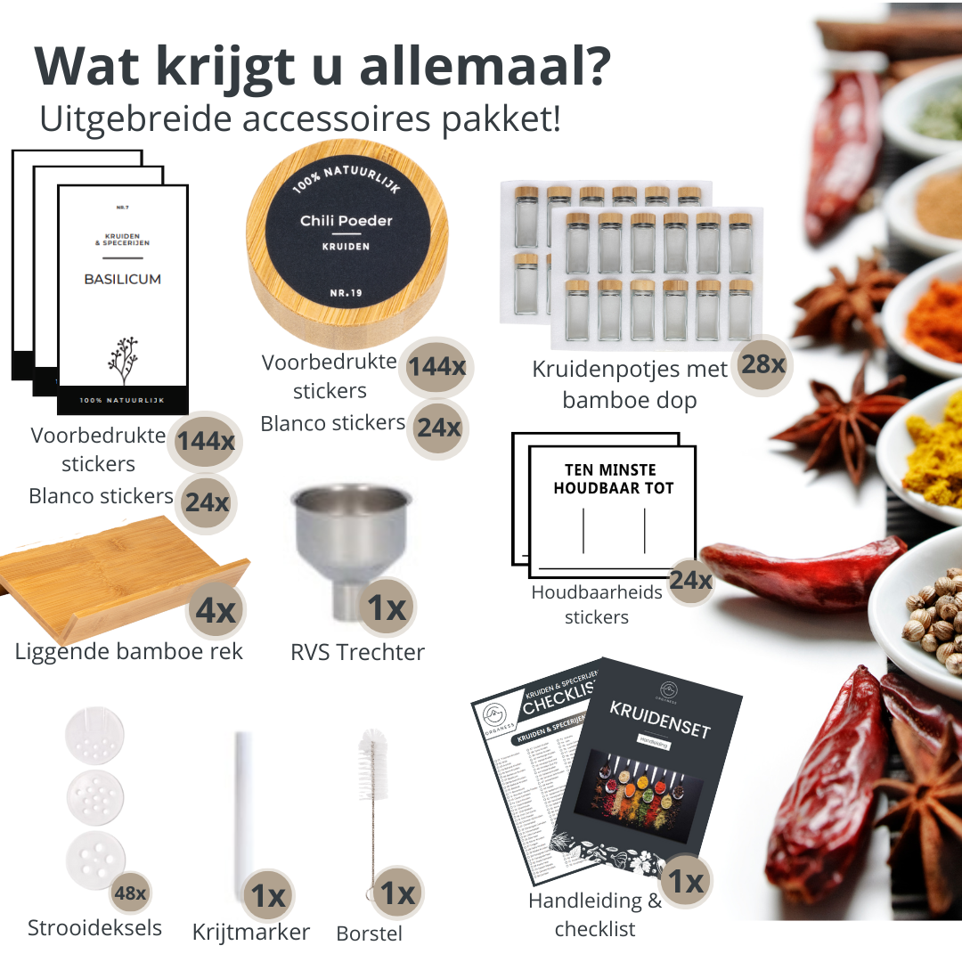 kruidenrek bamboe lade volledige set