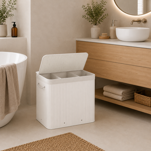Wasmand bamboe wit
