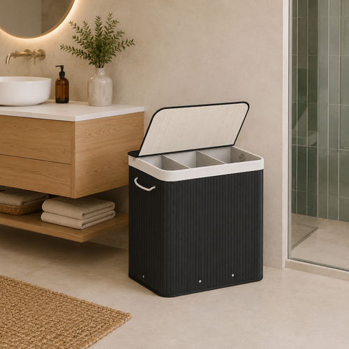 Wasmand bamboe zwart